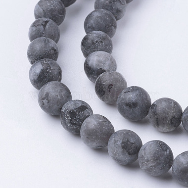 brins de perles de larvikite noire naturelle(G-G735-57F-6mm)-3
