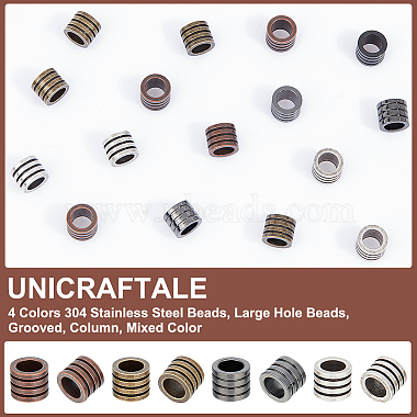 16Pcs 4 Colors 304 Stainless Steel Beads(STAS-UN0050-25)-5