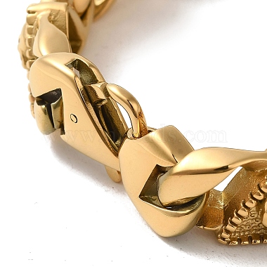 Ion Plating(IP) 304 Stainless Steel Skull Cuban Link Chain Bracelets for Women Men(BJEW-Q341-03G)-3