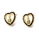 Heart with Saint Black Cubic Zirconia Stud Earrings(EJEW-F313-04G)-1