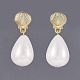 Perla de concha perla cuelga aretes pendientes(EJEW-JE03071-01)-1