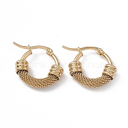 Vacuum Plating 201 Stainless Steel Hoop Earrings for Women, with 304 Stainless Steel Pin, Chain Shaped Ring, Golden, 20.5x21.7x2~6mm, Pin: 0.9~1.3x0.7mm(EJEW-B016-30G)