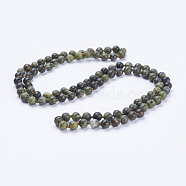 Natural Xinyi Jade/Chinese Southern Jade Beaded Necklaces, Frosted, Round, 36 inch(91.44cm)(NJEW-P202-36-B07)