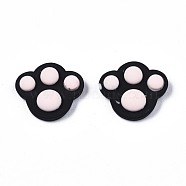 Opaque Resin Cabochons, Cat Claw Print, Black, 12.5x14x4mm(CRES-N024-47)