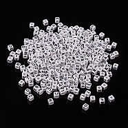 Acrylic Letter beads, Cube, 6mm in diameter, about 2600pcs, hole: about 3.2mm, 2600pcs/500g(PL37C9308)