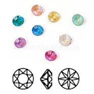 K9 Glass Rhinestone Cabochons, Mocha Fluorescent Style,  Pointed Back, Faceted, Diamond, Mixed Color, 2.5x1.5mm(RGLA-L024-K03-MI)