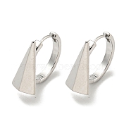 Brass Hoop Earrings, Triangle, Real Platinum Plated, 16.5x9mm(EJEW-L211-007P)