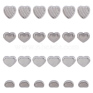 24Pcs 4 Style 304 Stainless Steel Beads, Heart, Stainless Steel Color, 8~10.5x5.5~10x5~6.5mm, Hole: 1.6~1.8mm, 6pcs/style(STAS-DC0014-50)