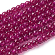 Spray Painted Crackle Glass Beads Strands, Round, Two Tone, FireBrick, 4mm, Hole: 1.1~1.3mm, about 200pcs/strand, 31.4 inch(CCG-Q002-4mm-08)