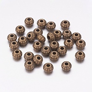 Tibetan Style Alloy Beads, Rondelle, Cadmium Free & Lead Free, Antique Bronze, 6x4.5mm, Hole: 1.5mm(K0PB3071)