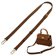 Adjustable PU Imitation Leather Bag Straps, Litchi Texture Pressure Relive Purse Straps, with Alloy Finding, Saddle Brown, 100.5~119x1.85cm(PURS-WH0005-51KCG-01)