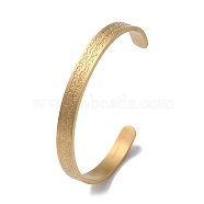 Carved Word Amulet 304 Stainless Steel Cuff Bangles, Golden, Inner Diameter: 2-1/8x2-3/8 inch(5.3x5.95cm)(BJEW-P307-04G)