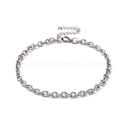 304 Stainless Steel Cable Chain Bracelet for Men Women, Stainless Steel Color, 9-1/4 inch(23.5cm), Link: 6x4.5x1.2mm(BJEW-E031-01P-04)