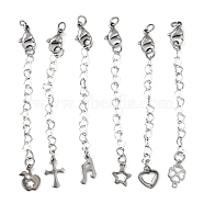 304 Stainless Steel Chain Extender, with Charms and Lobster Claw Clasps, Stainless Steel Color, 65~75mm(FIND-JF00066)