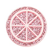 Transparent Acrylic Pendants, with Paillette/Glitter Sequins, Lemon Slice, Pink, 34x2mm, Hole: 1.6mm(SACR-F011-02B)