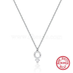 925 Sterling Silver Feminine Symbol Pendant Necklaces for Women, Cable Chains Necklaces, Platinum, 15.35 inch(39cm)(UZ9324)