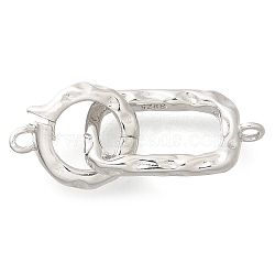 925 Sterling Silver Fold Over Clasps, Rectangle, Real Platinum Plated, 21mm(STER-U006-11P)