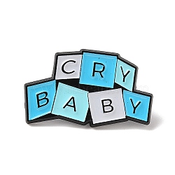 Word Enamel Pins, Alloy Brooches for Backpack Clothes, Deep Sky Blue, 19x31x1.5mm(JEWB-P039-09EB-01)