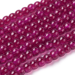 Spray Painted Crackle Glass Beads Strands, Round, Two Tone, FireBrick, 4mm, Hole: 1.1~1.3mm, about 200pcs/strand, 31.4 inch(CCG-Q002-4mm-08)