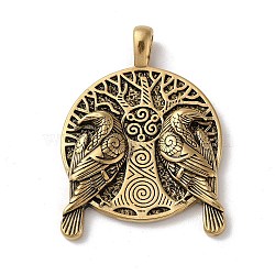 Vacuum Plating Viking 304 Stainless Steel Big Pendants, Tree with Eagle Charms, Antique Golden, 50x36.5x5mm, Hole: 8x5mm(STAS-L223-09AG)