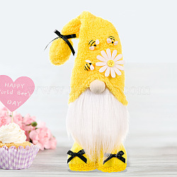 Plush Cloth Gnome Doll Figurines, for Home Desktop Decoration, Yellow, 70x90x370mm(WG10907-02)