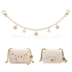 WADORN 2Pcs Brass Cable Chains Bag Strap Extender, with Alloy Enamel Flower Pendants, Alloy Heart Charms & Swivel Clasps, Heart Pattern, 32~32.5cm, Pendant: 11.5~19.5x9~20.5x2.5~4.5mm(FIND-WR0002-46B)