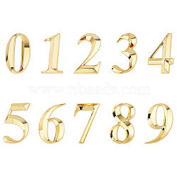 Gorgecraft Plastic & PVC Number Sign Labels, Gold, 0: 50.5x31.5x8mm, 10pcs/set(KY-GF0001-04C)