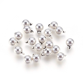 Tibetan Style Alloy Charms, Round, Cadmium Free & Lead Free, Antique Silver, 8.5x6mm, Hole:1.5mm