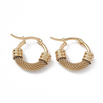Vacuum Plating 201 Stainless Steel Hoop Earrings for Women, with 304 Stainless Steel Pin, Chain Shaped Ring, Golden, 20.5x21.7x2~6mm, Pin: 0.9~1.3x0.7mm