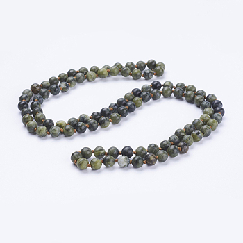 Natural Xinyi Jade/Chinese Southern Jade Beaded Necklaces, Frosted, Round, 36 inch(91.44cm)