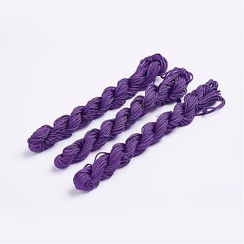 Nylon Thread, Nylon Jewelry Cord for Custom Woven Bracelets Making, Purple, 2mm, about 13.12 yards(12m)/bundle, 10bundles/bag, about 131.23 yards(120m)/bag