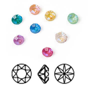 K9 Glass Rhinestone Cabochons, Mocha Fluorescent Style,  Pointed Back, Faceted, Diamond, Mixed Color, 2.5x1.5mm