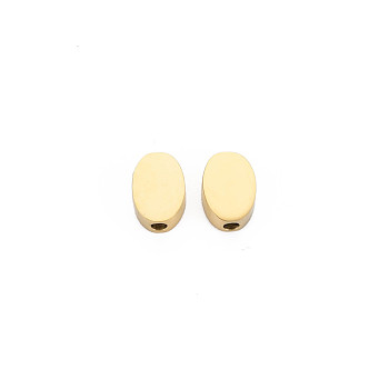 Ion Plating(IP) 304 Stainless Steel Beads, Oval, Real 14K Gold Plated, 8.5x6x3mm, Hole: 1.6mm