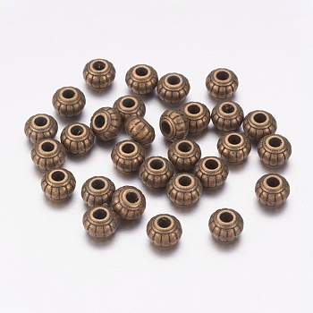 Tibetan Style Alloy Beads, Rondelle, Cadmium Free & Lead Free, Antique Bronze, 6x4.5mm, Hole: 1.5mm