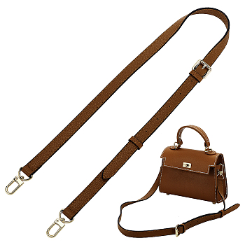 Adjustable PU Imitation Leather Bag Straps, Litchi Texture Pressure Relive Purse Straps, with Alloy Finding, Saddle Brown, 100.5~119x1.85cm