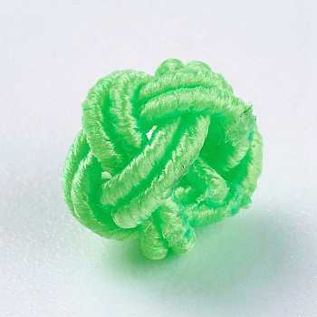 Polyester Weave Beads, Round, Lime, 6.5x4.5mm, Hole: 4mm