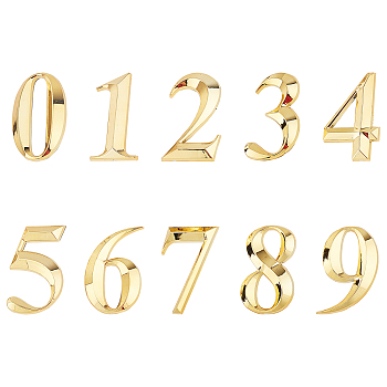Gorgecraft Plastic & PVC Number Sign Labels, Gold, 0: 50.5x31.5x8mm, 10pcs/set