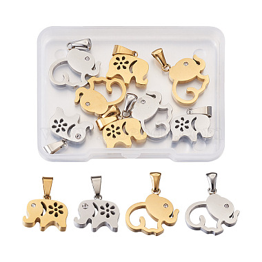 Golden & Stainless Steel Color Elephant 304 Stainless Steel Pendants