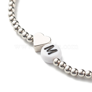 Heart and Random Letter Beads Stretch Bracelet for Teen Girl Women(BJEW-JB06996)-5
