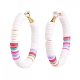 Boucles d'oreilles créoles heishi en laiton de style femmes de basket-ball(X-EJEW-JE04083-01)-2