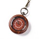 Ebony Wood Pocket Watch with Brass Curb Chain and Clips(WACH-D017-A12-02AB)-2