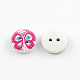 2-Hole Flower Pattern Printed Wooden Buttons(X-BUTT-R033-021)-2