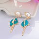 3 Pairs 3 Colors Golden Alloy Sun with Shell Shape Dangle Stud Earrings(EJEW-AN0004-40)-4