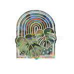 Laser Paper Stickers, Motorcycle Windshield Decorate, Arch-shaped with Leaf Pattern, Colorful, 11.7x9.8x0.01cm(DIY-WH0016-98)