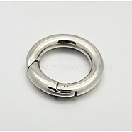 Ring Smooth 304 Stainless Steel Spring Gate Rings, O Rings, Snap Clasps, Stainless Steel Color, 9 Gauge, 15x3mm(STAS-E073-06-C)