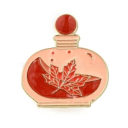 Four Seasons Vase Red Enamel Pins, Alloy Brooch for Clothes, Golden, Leaf, 31x28mm(JEWB-Q002-09G-03)