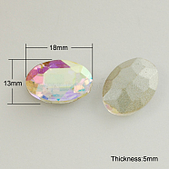 Glass Pointed Back Rhinestone, Back Plated, Faceted, Oval, Colorful, 13x18x5mm(RGLA-Q012-21)