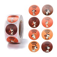 Flat Round Paper Thank You Stickers, Cartoon Animal Pattern with Word Thank you, Self-Adhesive Gift Tag Labels Youstickers, Dog Pattern, 6.3x2.95cm, 500pcs/roll(DIY-C042-12C)