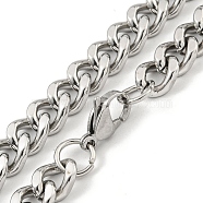 Non-Tarnish 201 Stainless Steel Cuban Link Chain Necklaces for Women and Men, Stainless Steel Color, 23.66 inch(60.1cm)(NJEW-F322-11P-04)