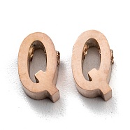 Ion Plating(IP) 304 Stainless Steel Charms, Alphabet, Rose Gold, Letter.Q, 9x6x3mm, Hole: 1.8mm(STAS-K216-41Q-RG)